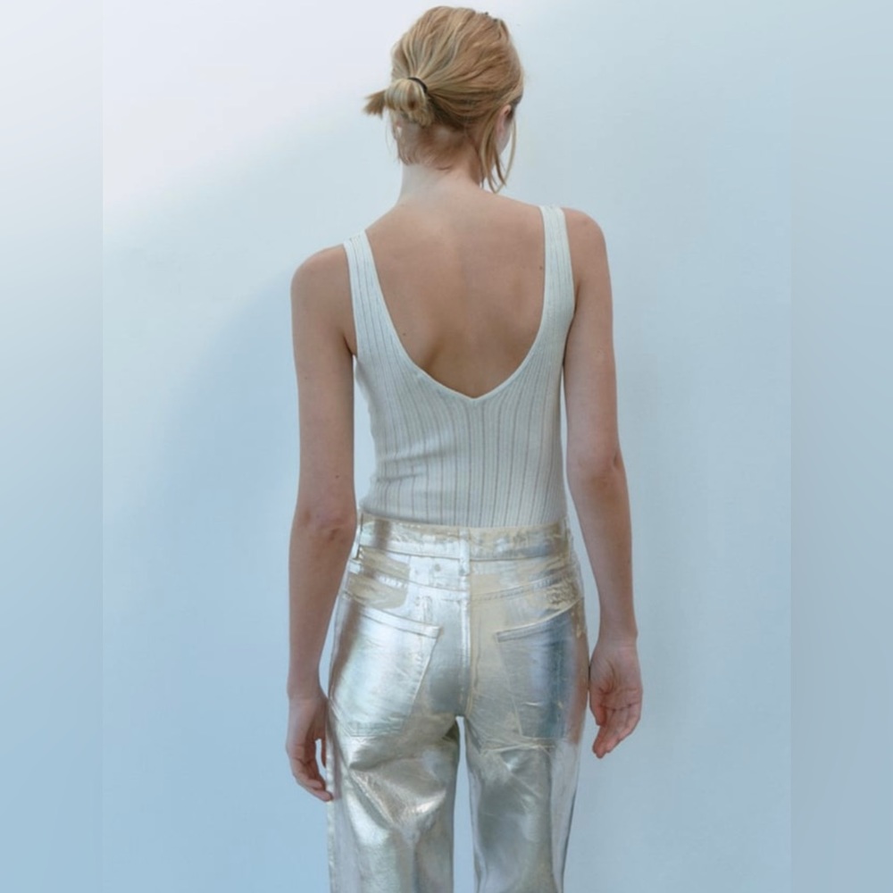 Zara knit bodysuit with metallic thread